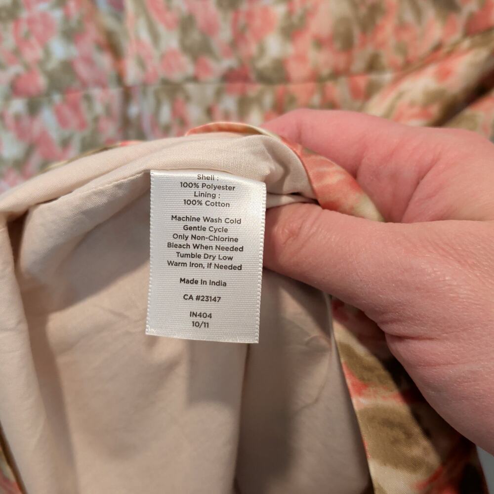 Talbots Women's Plus Sz 24W Peach Tan Satin V Neck Sheath Dress Waist Tie - Picture 8 of 8
